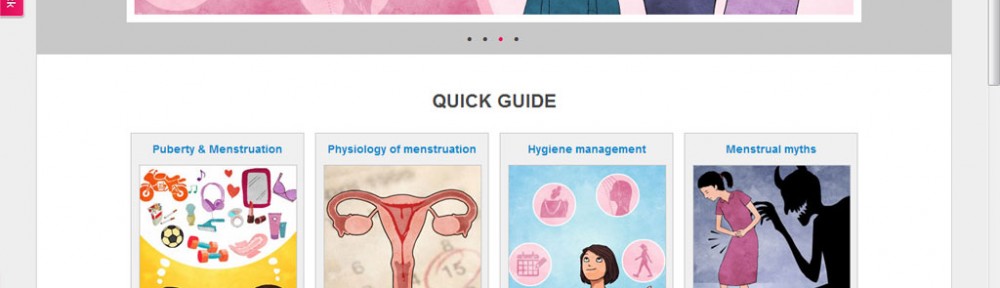 Menstrupedia slide show, quick guide, screen shot of menstrupedia home page